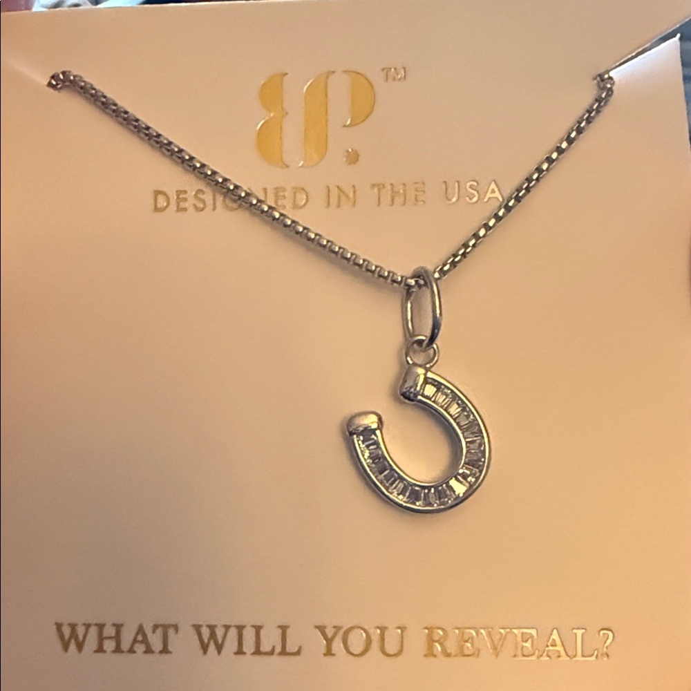 Silver Horseshoe Pendant Necklace - Designed in the USA